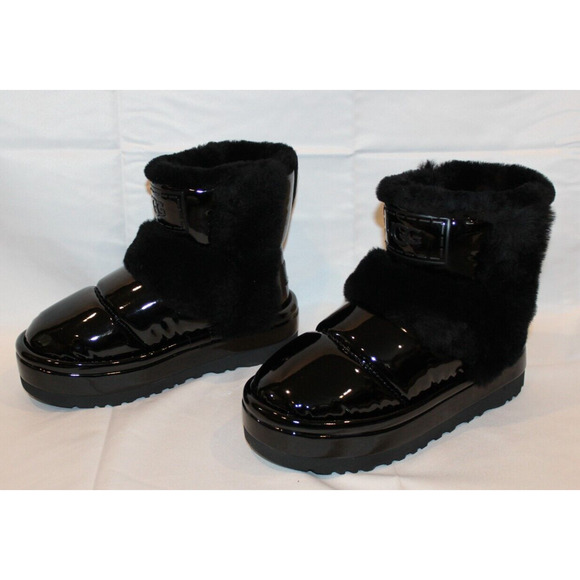 UGG CLASSIC CHILLAPEAK SHINE BLACK SPILL SEAM PLATFORM BOOTS - Picture 4 of 10